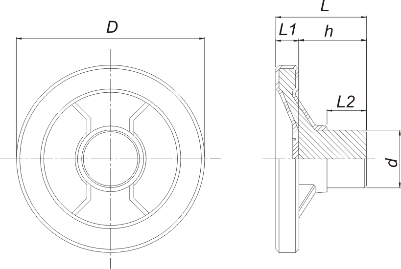 Dados tecnicos Volante dois raios ferro fundido revestido de polyamida